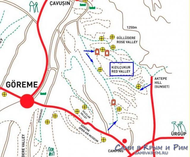 Карта-схема маршрута по Красной долине