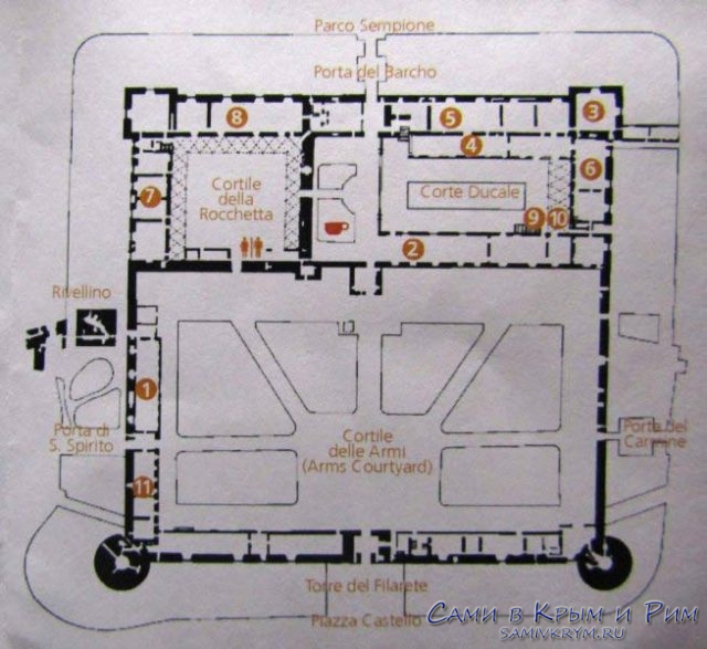 Карта-схема всех музеев в замке