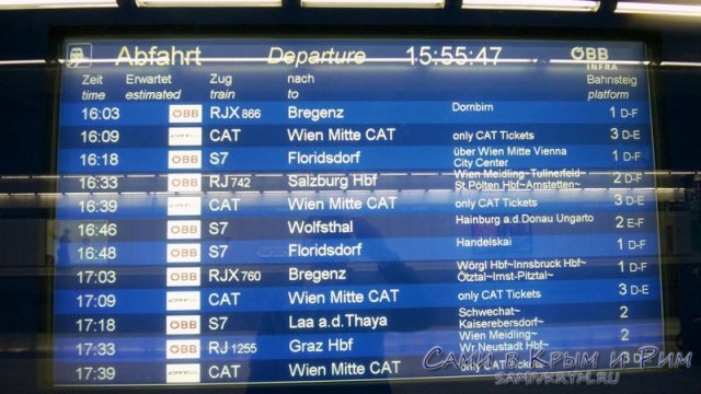 Расписание поездов из аэропорта Вены