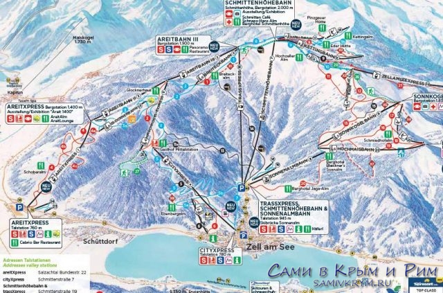 Карта-горнолыжного-курорта-Цель-ам-Зее