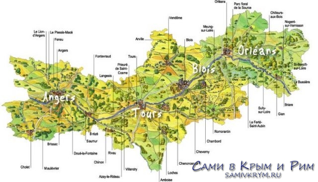 Карта замков долины Луары