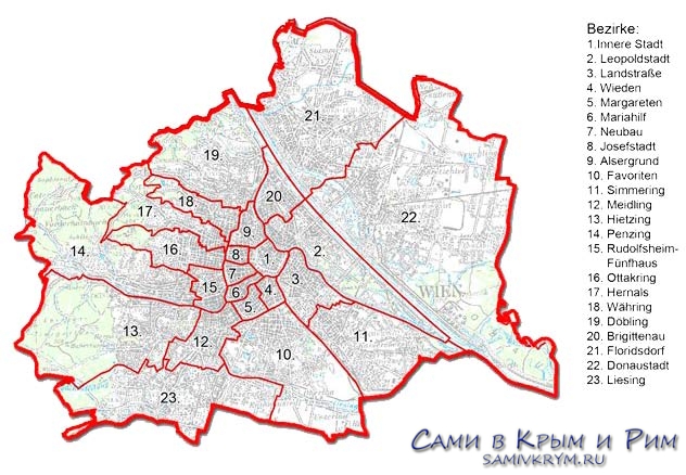 Карта районов Вены