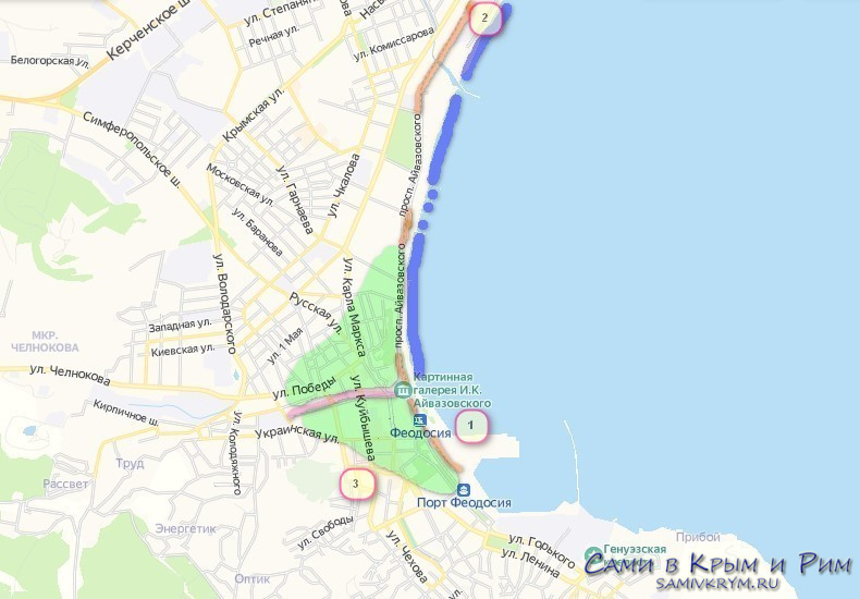 Феодосия на карте крыма с морем Феодосия на карте крыма с морем