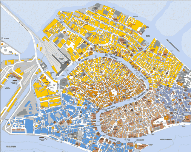 Карта Венеции с ж.д. и автовокзалом