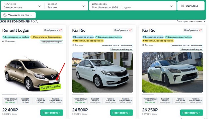 Аренда авто в Крыму