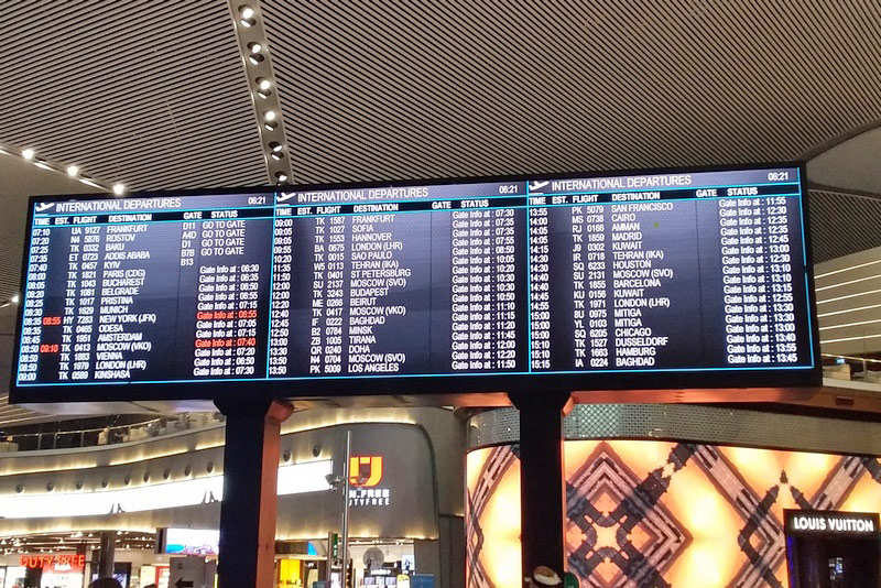 Как ориентироваться по табло в аэропорту Стамбула.