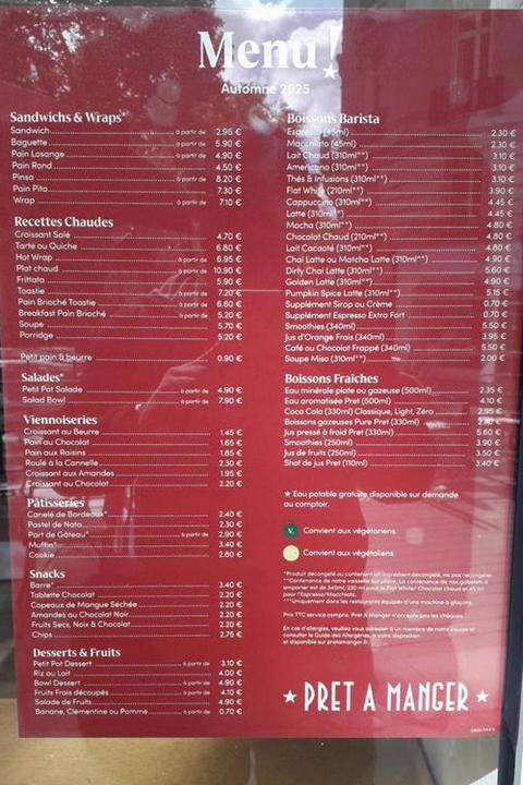 Pret a Manger цены