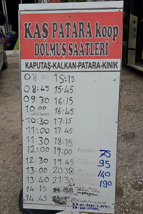 Расписание автобуса на пляжи из Каша